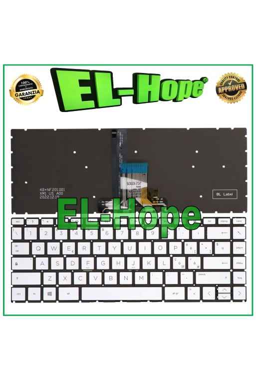 Clavier italien re'troe'claire' argente' pour HP Pavilion 14-DK, 14-DR, 14S-DR