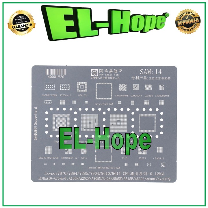 POCHOIR REBALLING IC PUCE CPU POUR SAMSUNG EXYNOS 7870 7884 7885 7904 9610 9611