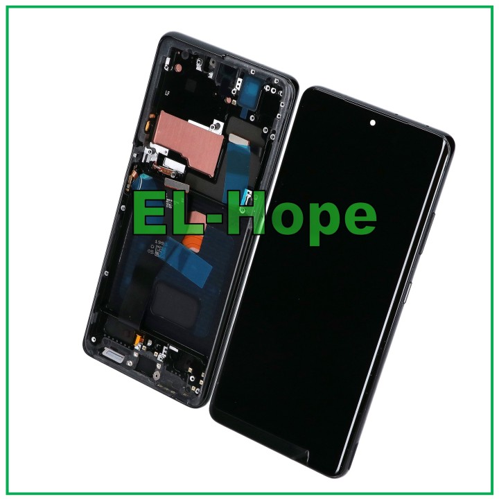 Écran LCD OLED + cadre pour Samsung Galaxy S21 Ultra SM-G998 tactile en verre noir