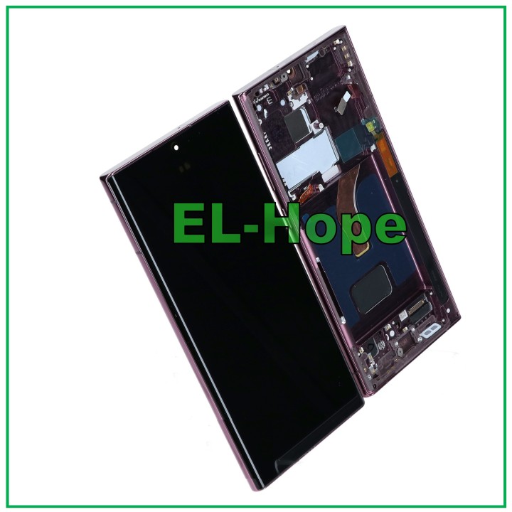 Écran tactile LCD OLED avec cadre pour Samsung Galaxy S22 Ultra 2022 SM-S908 Bordeaux