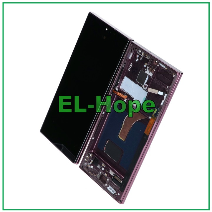 Écran tactile LCD OLED avec cadre pour Samsung Galaxy S22 Ultra 2022 SM-S908 Bordeaux
