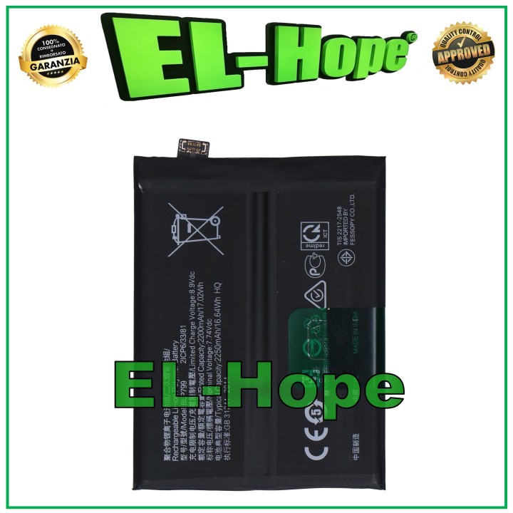 Batterie BLP799 pour Oppo Realme 7 Pro RMX2170 2250 mAh, e'quivalente a' l originale