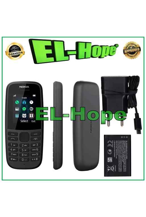 Te'le'phone portable Nokia A105 double SIM + chargeur de voyage et batterie 800 mAh noir