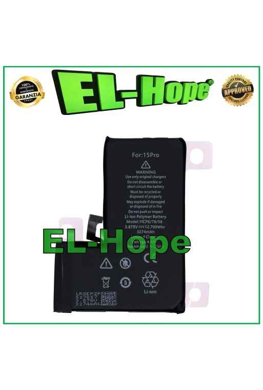 Batterie de remplacement pour iPhone 15 Pro 3274 mAh 4,47 V A3102