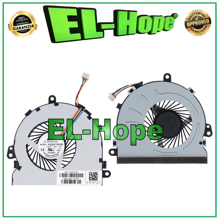 Ventilateur de processeur L20474-001 pour ordinateur portable HP 15-DA, 15-DB, 15-DR, 250, 255 G7, 4 broches
