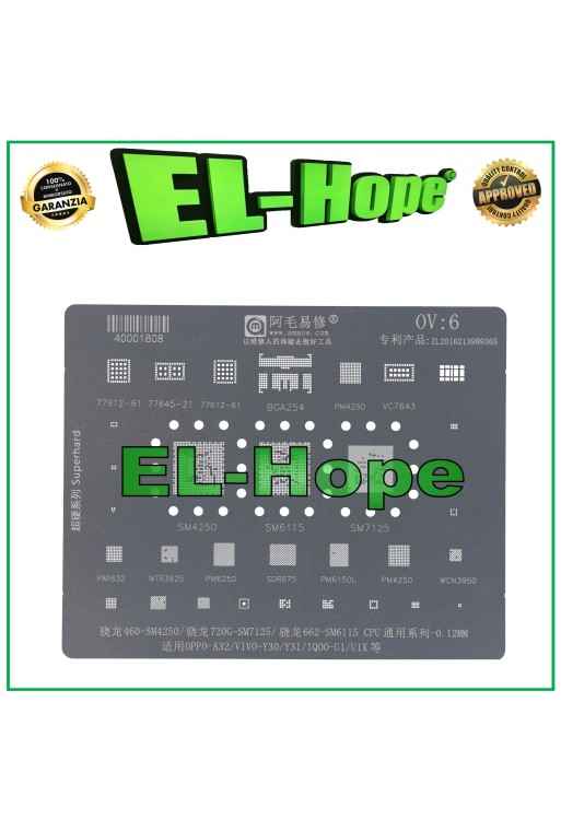 AMAOE OV6 REBALLING COUCHE DE POCHOIR CPU POUR OPPO A32 / VIVO Y30 Y31 / IQ00-U1 U1X