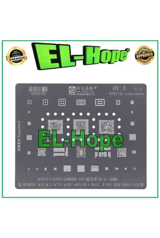 Pochoir de reballage CPU carte me're AMAOE OV3 pour OPPO A3 A1 A73 A79 A83 R11 R15