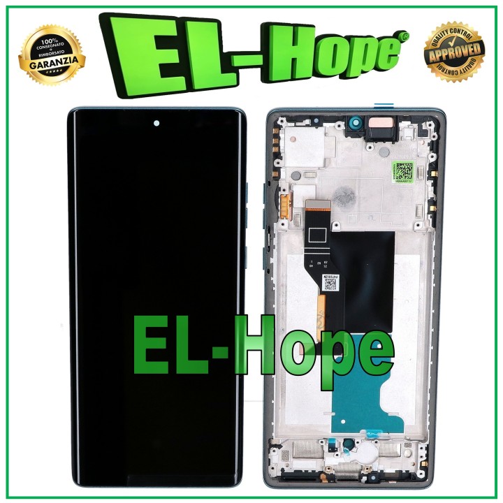 Écran tactile LCD OLED pour Motorola Moto Edge 50 Fusion XT2429, cadre bleu