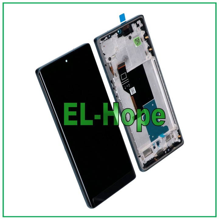 Écran tactile LCD OLED pour Motorola Moto Edge 50 Fusion XT2429, cadre bleu