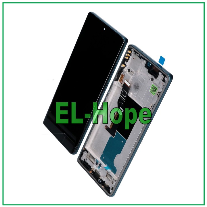 Écran tactile LCD OLED pour Motorola Moto Edge 50 Fusion XT2429, cadre bleu