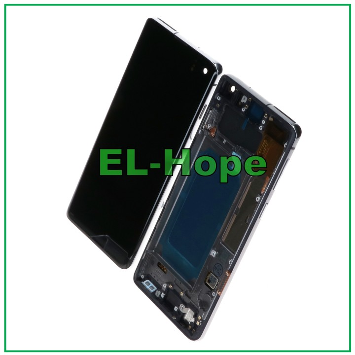 Écran LCD OLED + cadre pour Samsung Galaxy S10 SM-G973F, e'cran tactile en verre noir