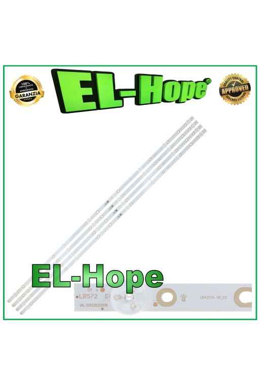 KIT 4 BARRES 8 LED POUR TV PHILIPS 43 LBM430M0801-BW-3 L/R LB43104 43PUS616212 