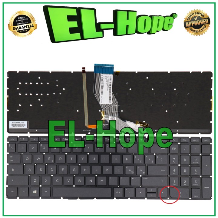 Clavier italien re'troe'claire' pour ordinateur portable HP Pavilion 15-AB012 et 15-AB022NL