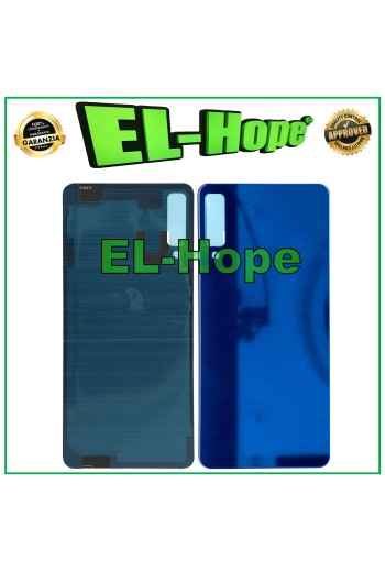 Cache batterie pour Samsung Galaxy A7 2018 SM-A750, coque arrie're en verre bleu