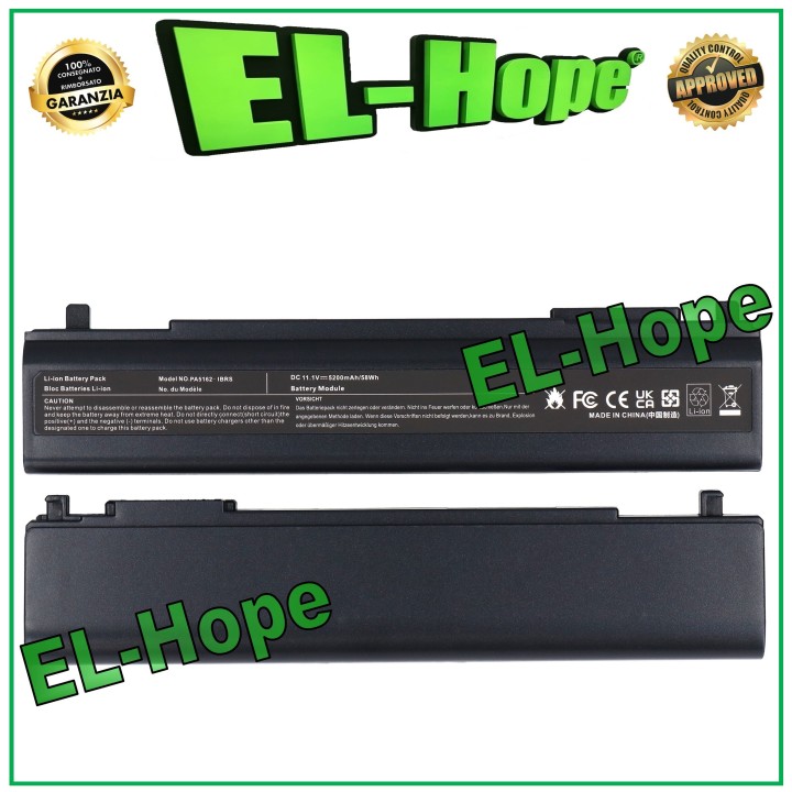 Batterie pour ordinateur portable Toshiba PA5162-IBRS 5200 mAh 11,1 V 58 Wh Noir Égal a' l original
