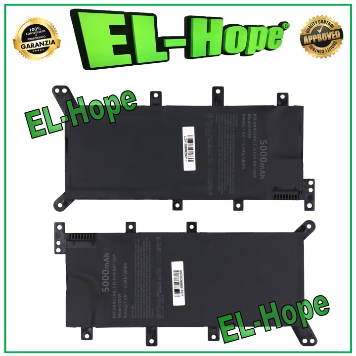 Batterie pour ordinateur portable ASUS X555 5000 mAh 7,6 V / 38 Wh, noire, e'quivalente a' l originale