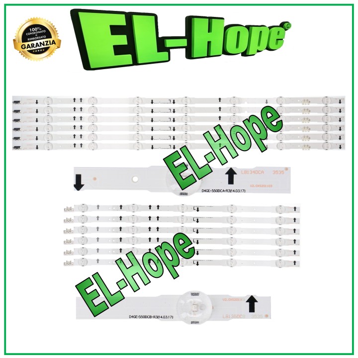 KIT 12 BANDES LED POUR TV 55  SAMSUNG D4GE-550DCA-R3/B SÉRIE 2014SVS55 UE55H
