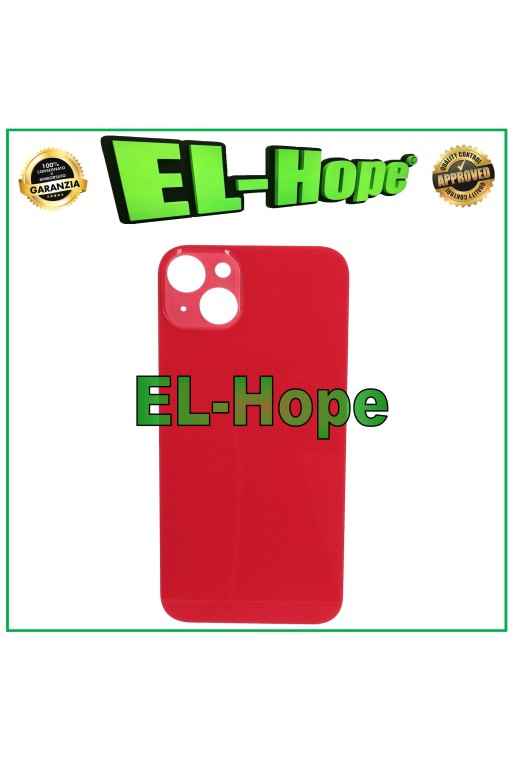 Coque arrie're en verre avec cache batterie pour iPhone 14 Plus, grand trou, rouge