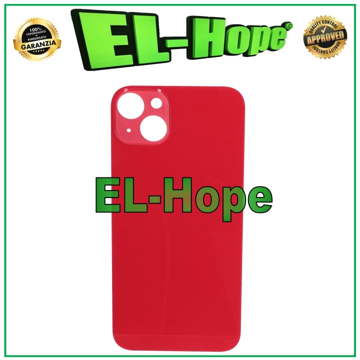 Coque arrie're en verre avec cache batterie pour iPhone 14 Plus, grand trou, rouge