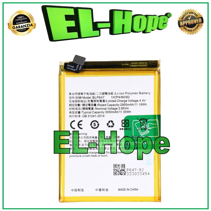 Batterie BLP647 pour Oppo A79 CPH2553 3080 mAh, qualite' e'quivalente a' l originale
