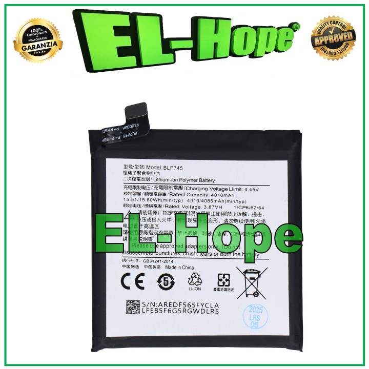 Batterie BLP745 pour OnePlus 7T Pro (HD1910, HD1911, HD1913), 4 085 mAh, e'quivalente a' l originale