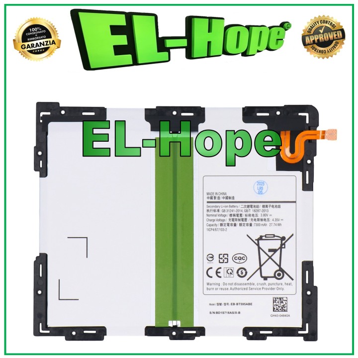 Batterie EB-BT595ABE pour Samsung Galaxy Tab A 10.5 SM-T590 T595, identique a' celle d origine