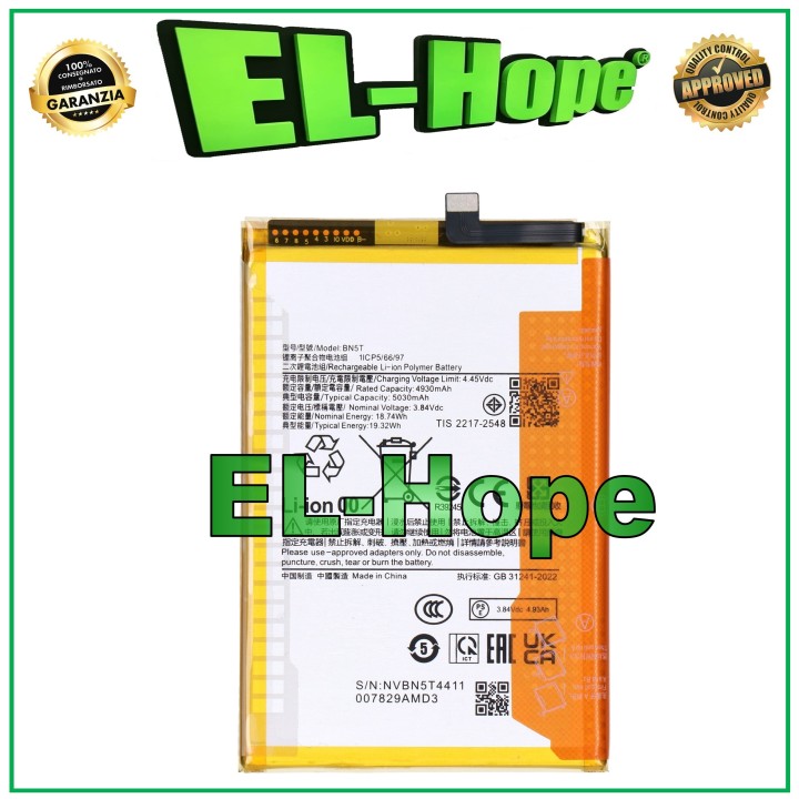 Batterie BN5T pour Xiaomi Redmi 13 / Poco M6 4G 2404APC5FG 5030 mAh, identique a' l original