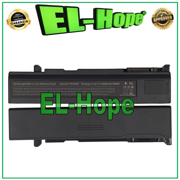 Batterie pour ordinateur portable Toshiba PA3356 5200 mAh 11,1 V 58 Wh noire, e'quivalente a' l originale