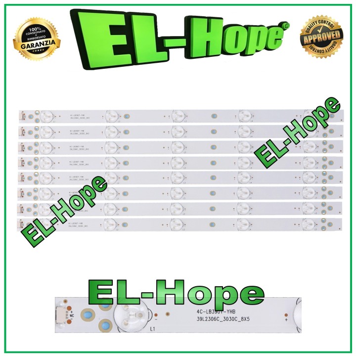 KIT 8 BANDES DE 5 LED POUR TV 39 TOSHIBA 4C-LB39T0-YHB 39D3503V1W5C1B40217M