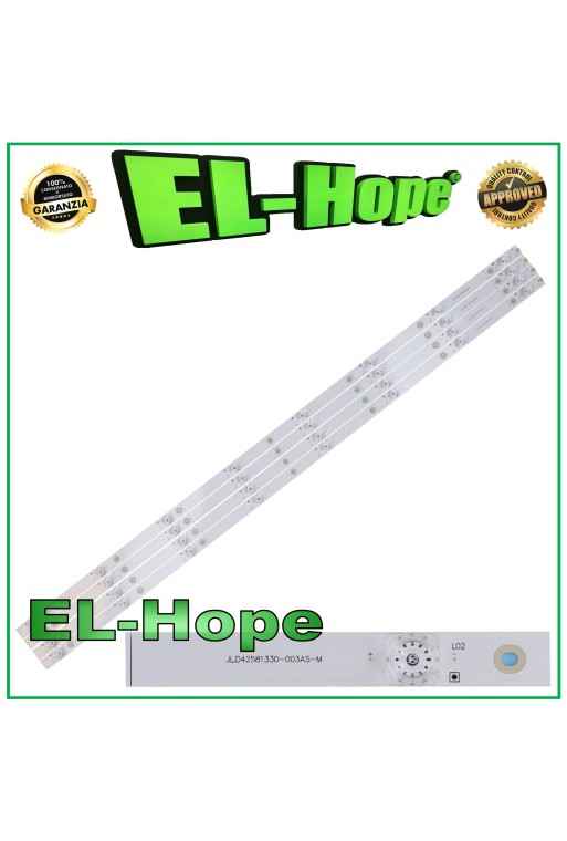 KIT DE 4 BARRES DE 8 RUBAN LED POUR TV 43 HISENSE JLD42581330-003AS-M L780mm 3 BROCHES
