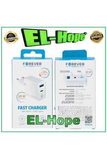 Chargeur de batterie a' charge rapide pour Blackview 20 W Travel Double USB Type C Blanc