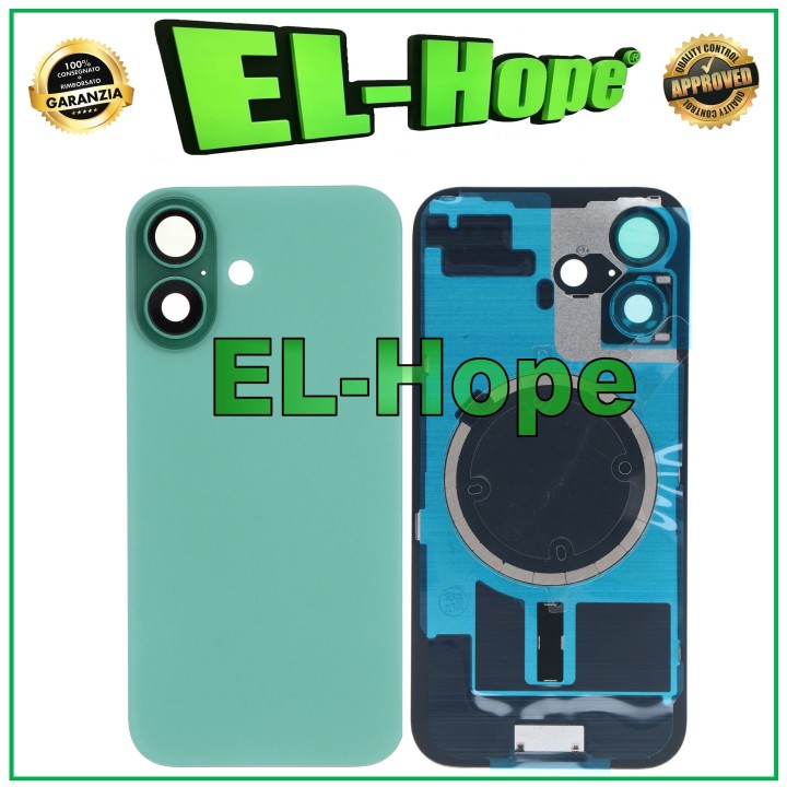COQUE ARRIÈRE EN VERRE MAGSAFE POUR APPLE IPHONE 16 VERT AQUA