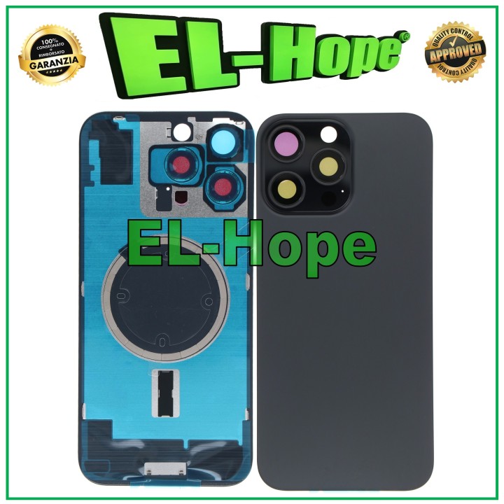 Coque arrie're en verre + Magsafe pour iPhone 16 Pro Max, titane noir