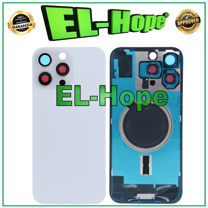 Coque arrie're en verre + Magsafe pour iPhone 16 Pro Max, titane blanc