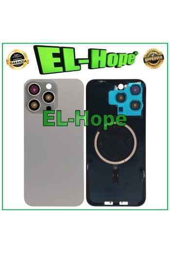 Coque arrie're en verre + Magsafe pour iPhone 15 Pro Max en titane naturel