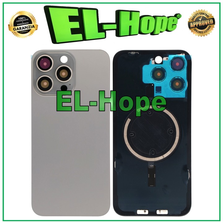 Coque arrie're en verre + Magsafe pour iPhone 15 Pro Max en titane naturel