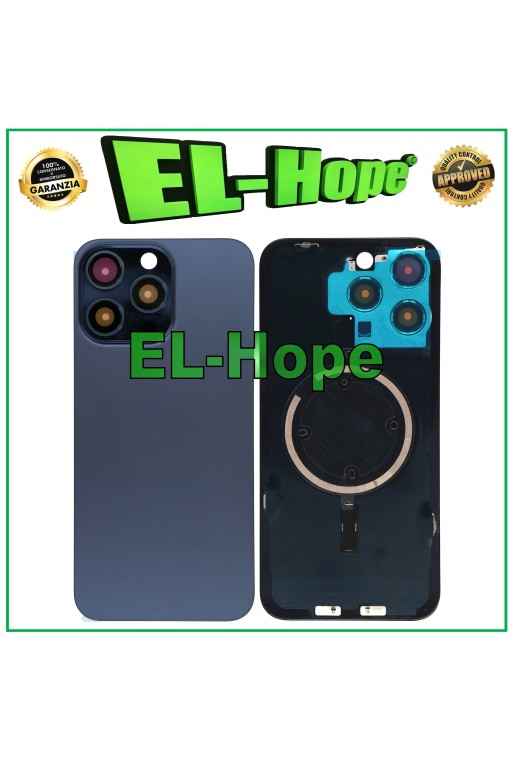 COQUE ARRIÈRE EN VERRE + MAGSAFE POUR IPHONE 15 PRO MAX BLEU TITANE