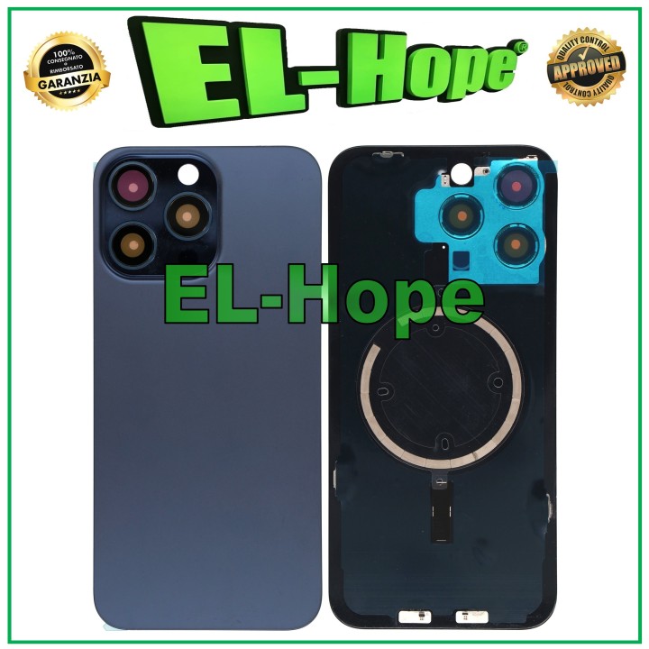 COQUE ARRIÈRE EN VERRE + MAGSAFE POUR IPHONE 15 PRO MAX BLEU TITANE