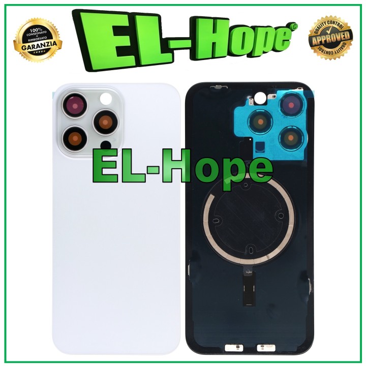 Coque arrie're en verre Magsafe pour iPhone 15 Pro Max, titane blanc
