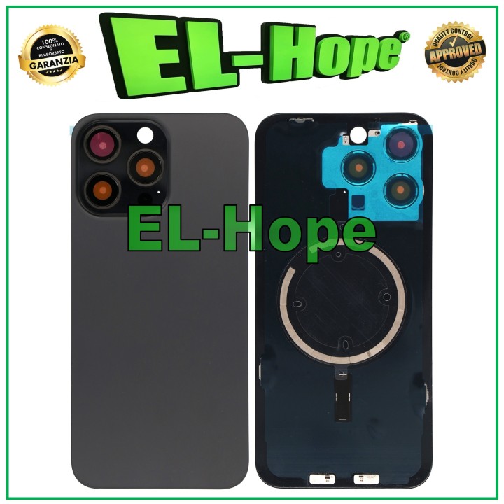 Coque arrie're en verre Magsafe pour iPhone 15 Pro Max, titane noir