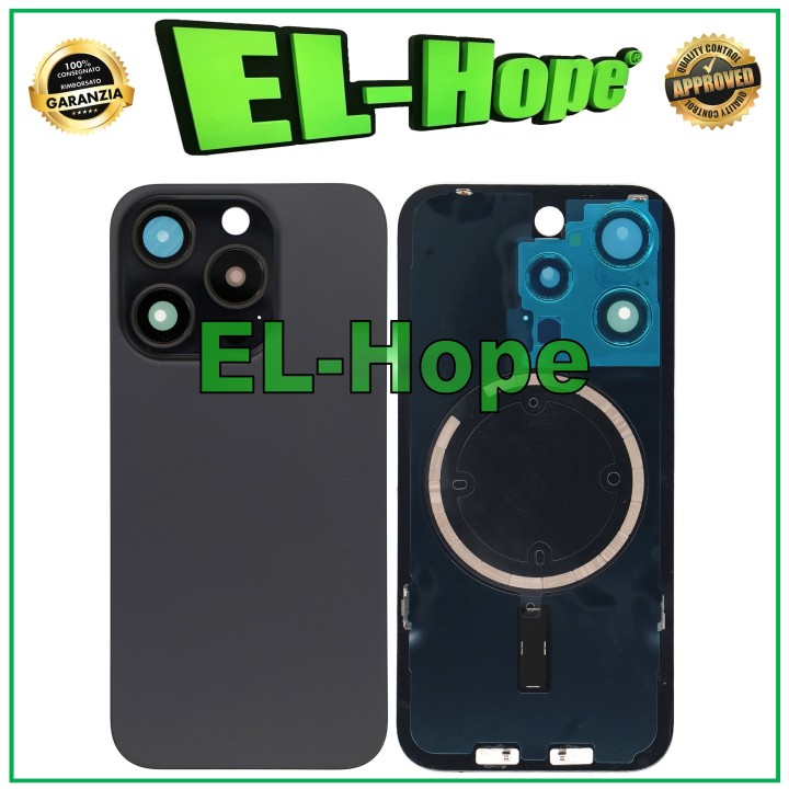 COQUE ARRIÈRE EN VERRE + MAGSAFE POUR IPHONE 15 PRO TITANE NOIR