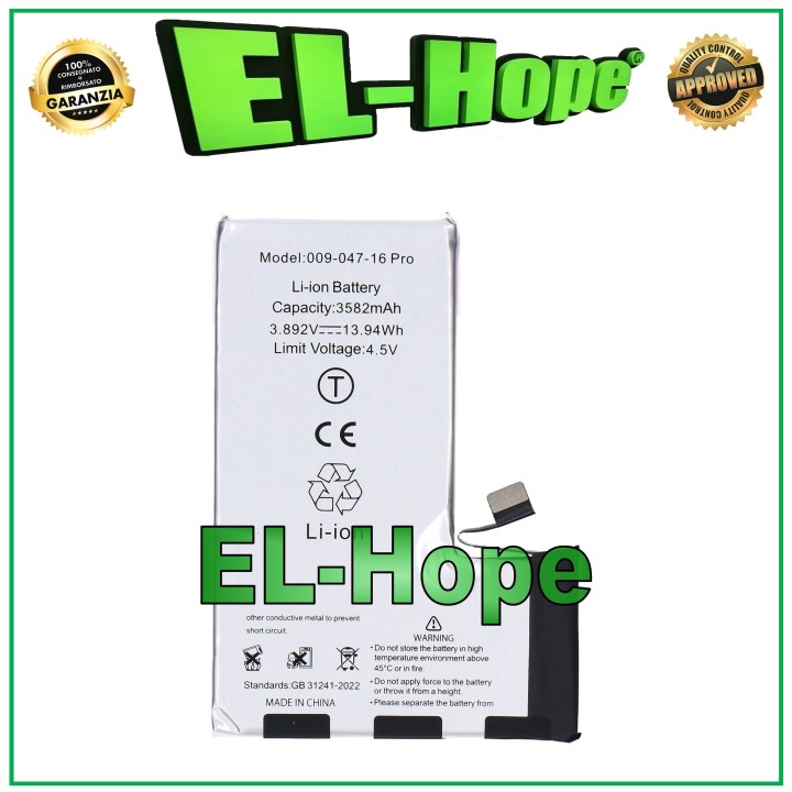 Batterie de remplacement pour iPhone 16 Pro 3582 mAh 3,89 V