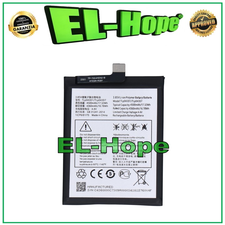 Batterie TLP043D1 TLP043D7 pour TCL 20 PRO T810S / 10 PRO T799B (e'quivalente a' l originale)