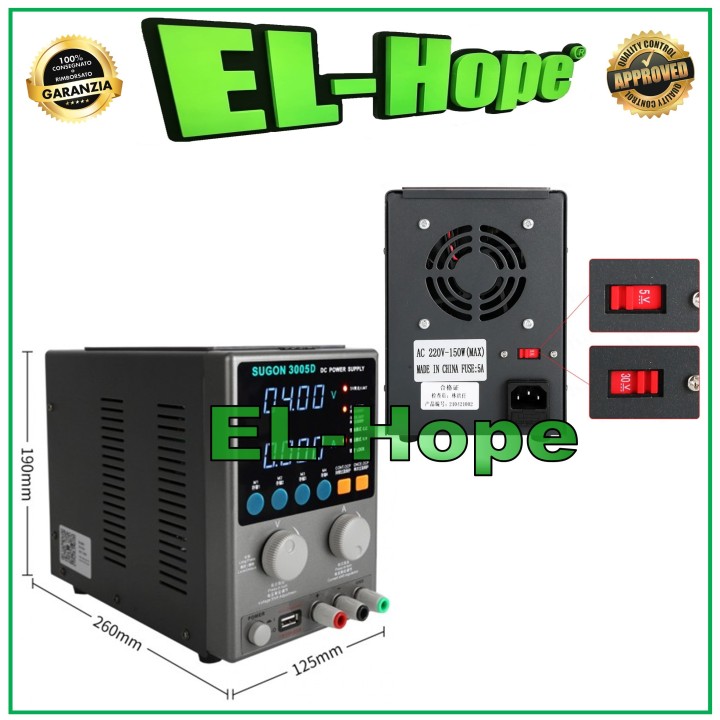 Alimentation de laboratoire stabilise'e USB SUGON 3005D 30V 5A CC