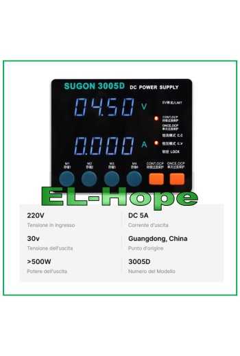 Alimentation de laboratoire stabilise'e USB SUGON 3005D 30V 5A CC