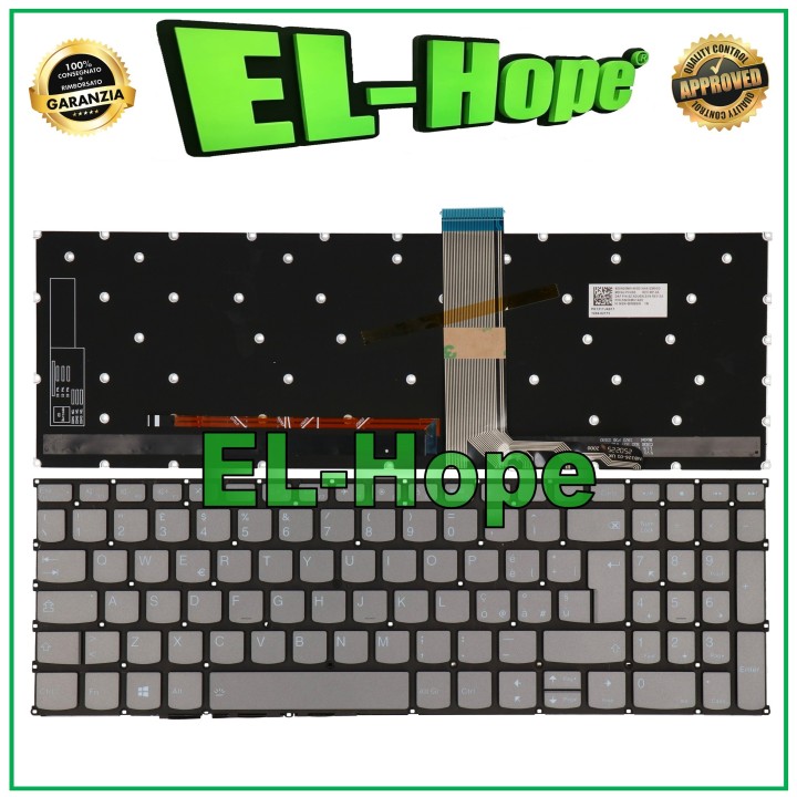 Clavier re'troe'claire' gris pour ordinateur portable Lenovo IdeaPad 5-15IIL05/1-15IGL7