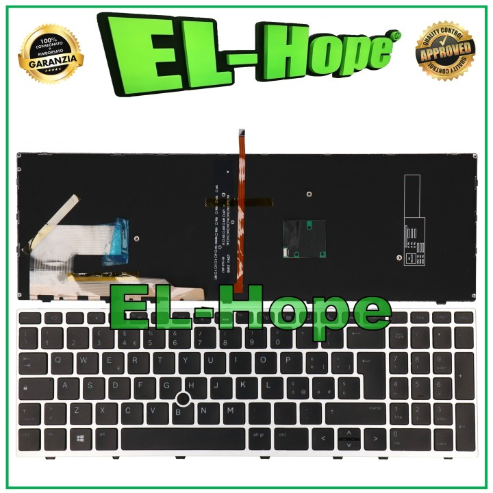 Ordinateur portable HP EliteBook 755/850 G5, clavier re'troe'claire' TrackPoint noir