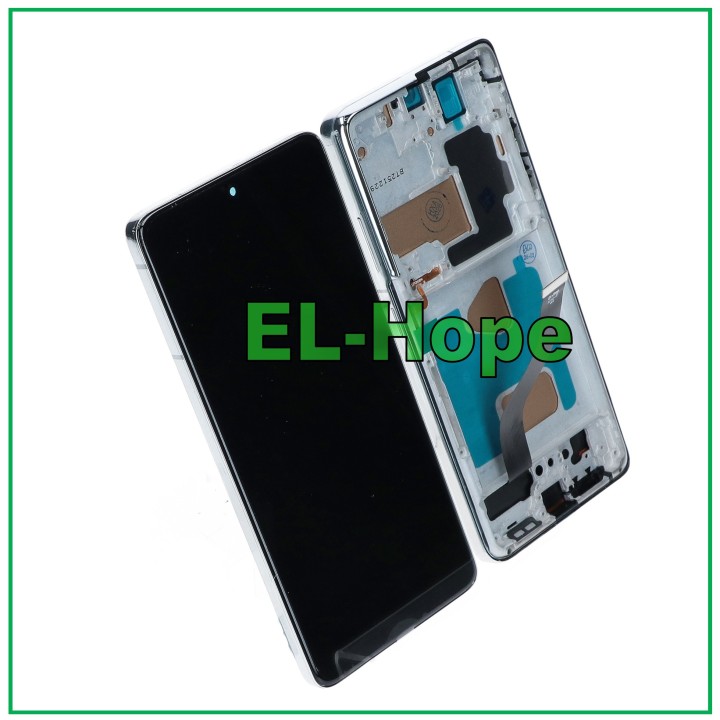 Écran LCD TFT a' cadre pour Samsung Galaxy S21 Ultra SM-G998 tactile en verre blanc