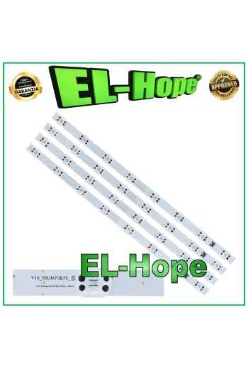 Kit de 4 barres LED de 8 pouces pour te'le'viseur LG 55 pouces SSC-Y19-TRIDENT-55UM73/55UM75 EAV64592001
