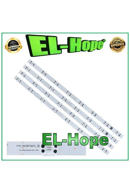Kit de 4 barres LED de 8 pouces pour te'le'viseur LG 55 pouces SSC-Y19-TRIDENT-55UM73/55UM75 EAV64592001